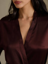 [Brun] SilkSilky-NO Long Sleeve Morgenkåpe for Kvinner 005