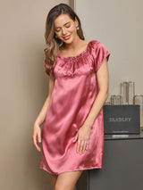[Blek Mauve] SilkSilky-NO Cap Sleeve Square Neck Nattkjole 003