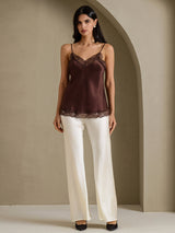 [Brun] SilkSilky-NO V Neck Camisole Topp 008