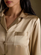 [Sjampanjegull] SilkSilky-NO Long Sleeve Lapel Collar Pyjamas for Kvinner 004