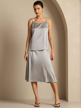 [Griffin Grå] SilkSilky-NO 19Momme Spaghetti Stropp Dyp Rund Halsutringning Camisole Topp 003