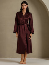 [Brun] SilkSilky-NO Long Sleeve Morgenkåpe for Kvinner 003