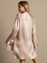 [Toscana] SilkSilky-NO Long Sleeve Lapel Collar Soveskjorte 002