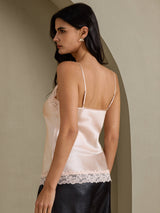 [Rosa] SilkSilky-NO V Neck Camisole Topp 002
