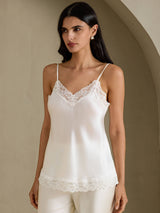 [Hvit] SilkSilky-NO V Neck Camisole Topp 006