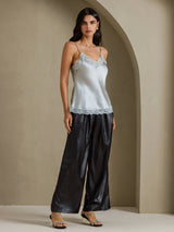 [Gråblå] SilkSilky-NO V Neck Camisole Topp 007