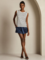 [Hvit Stripe] SilkSilky-NO Pure Silk Camisoles 005