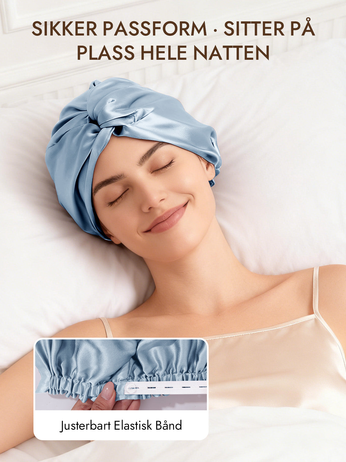 [Stål Blå] SilkSilky-NO 22Momme Sleep Cap 004