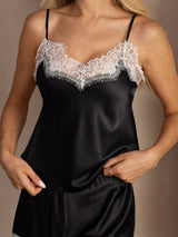 [Svart] SilkSilky-NO Spaghetti Strap V Neck Camisole sett 004