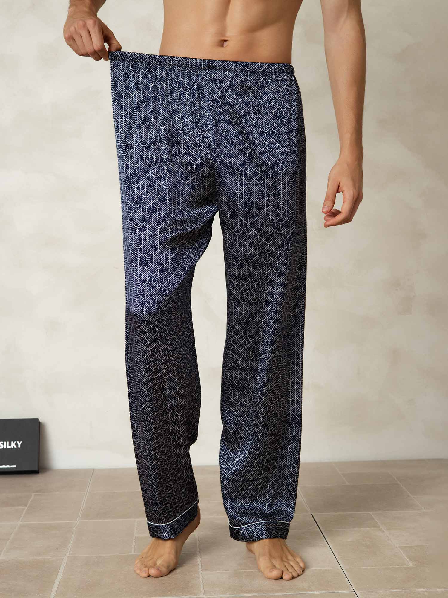 [Marine Ginkgo] SilkSilky-NO Mens Sleep Bottoms 003