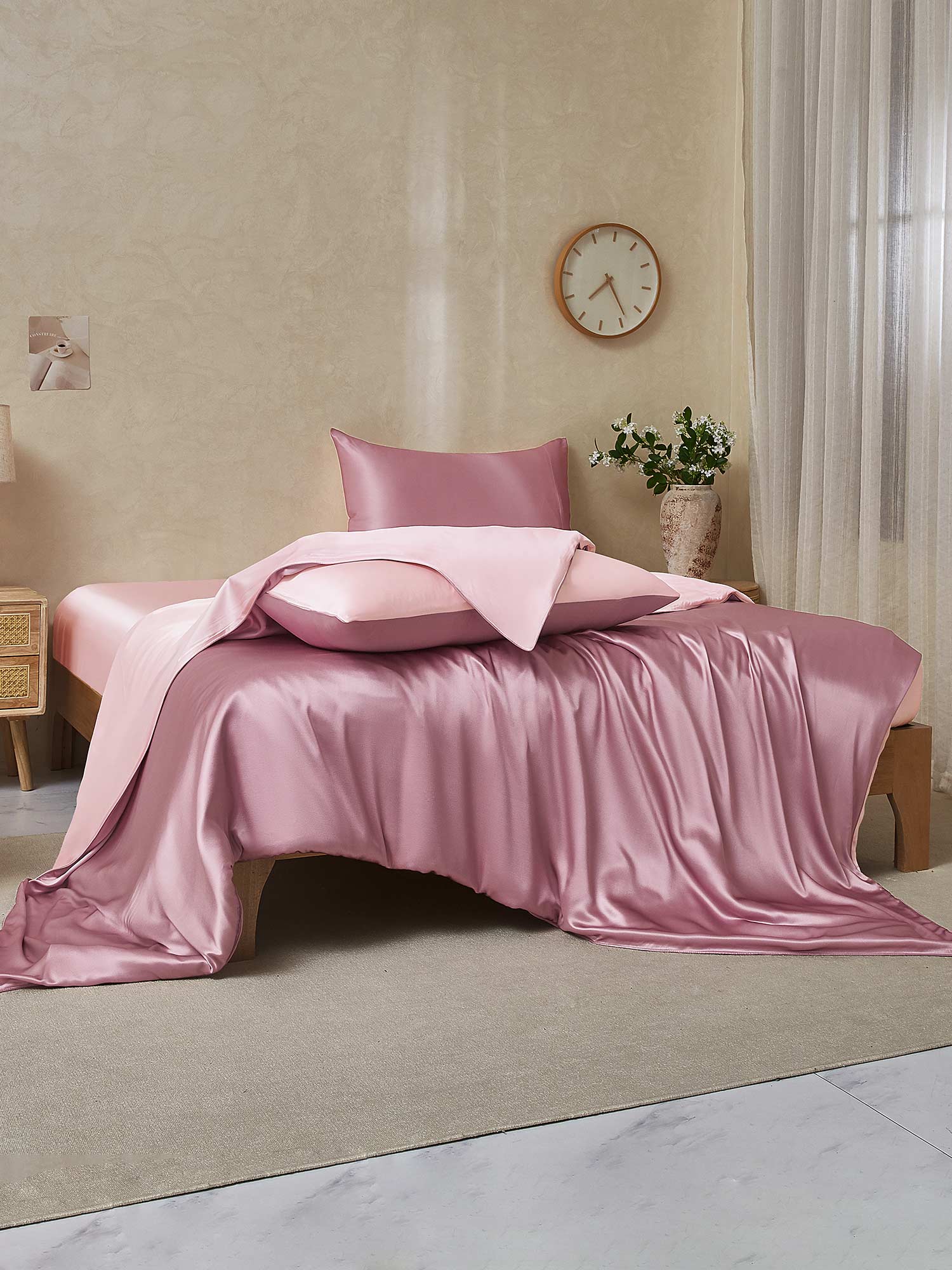 [BlekMauve+Lyserosa] SilkSilky-NO 25Momme Bedding Set 002,