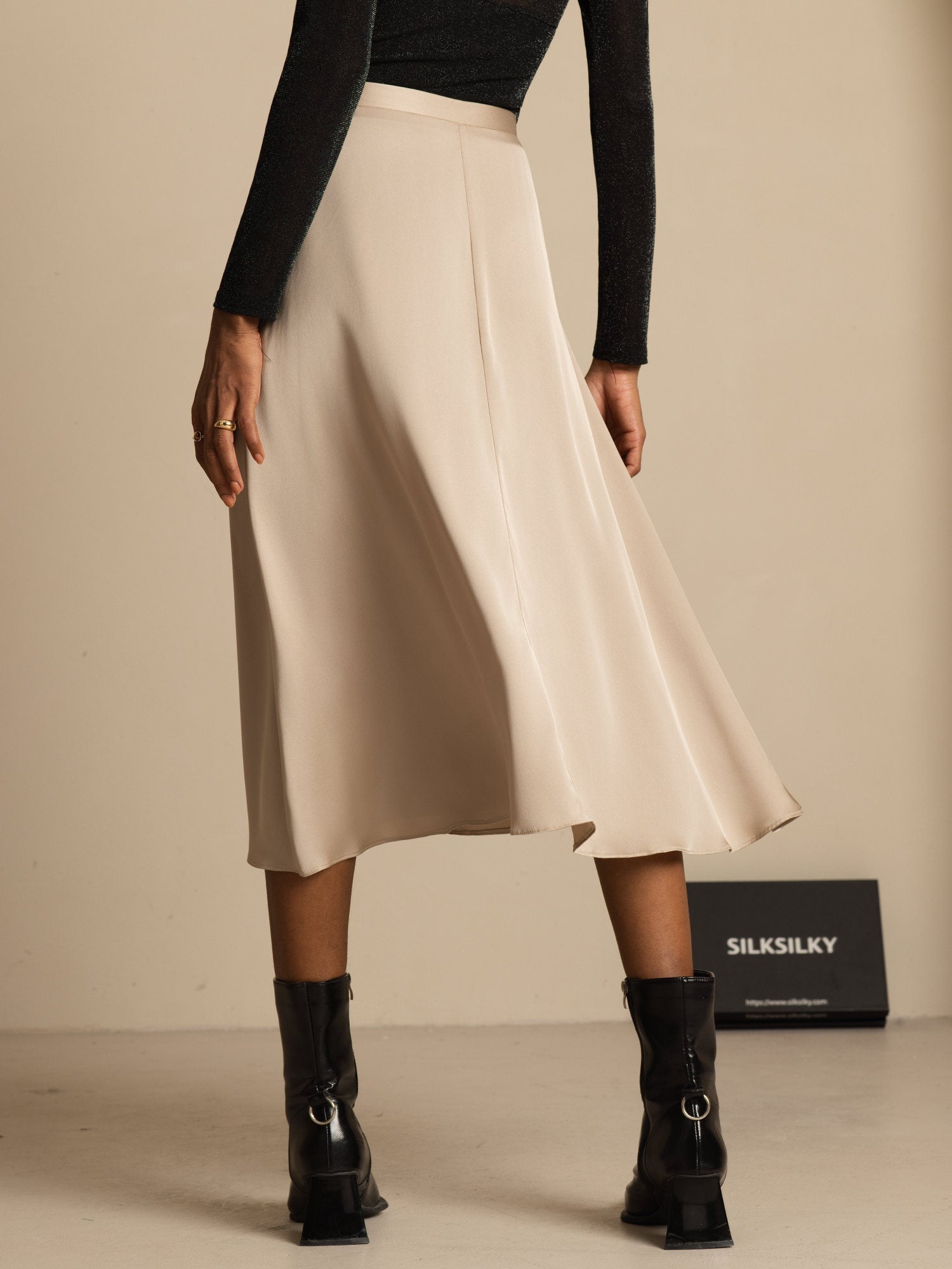 [Tan] SilkSilky-NO 19Momme Silke Skirt 002