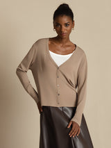 [Tan] SilkSilky-NO Long Sleeve Dame Cardigan 001