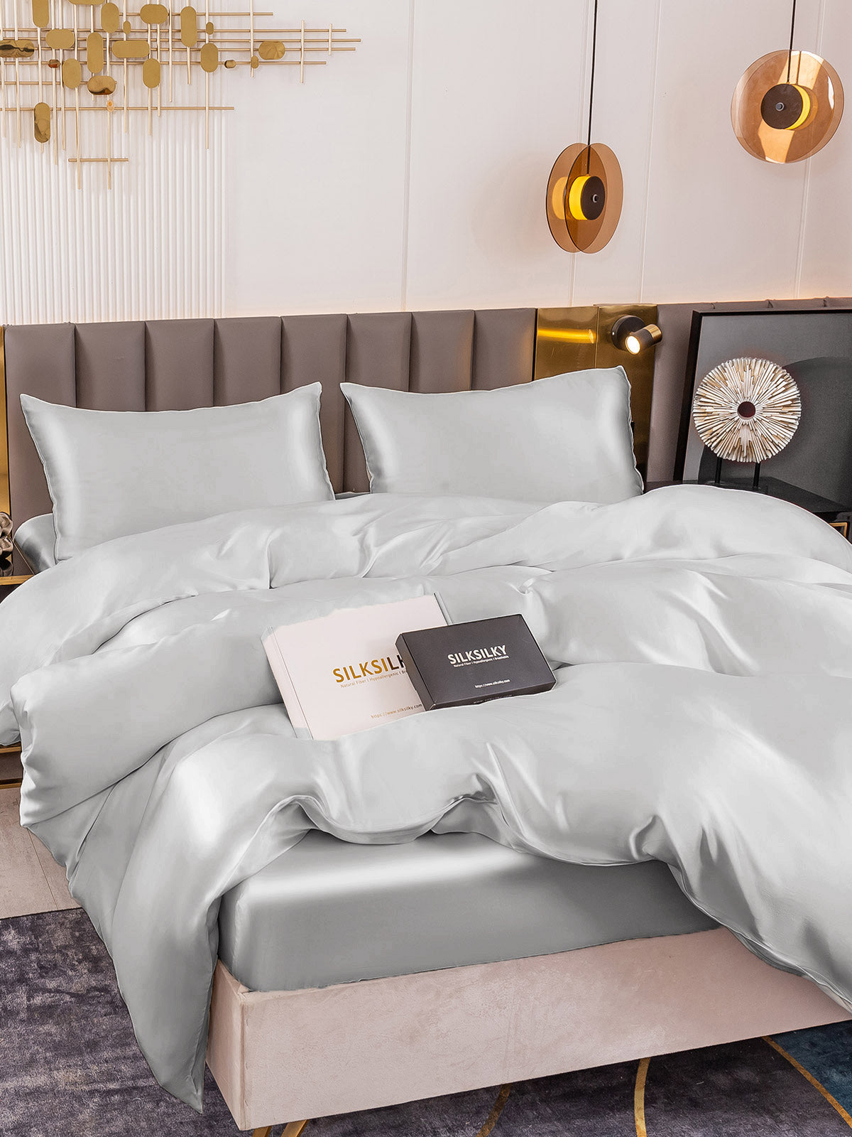 [Sølv] SilkSilky-NO 19Momme Bedding Set 005
