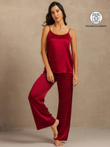 [Vin] SilkSilky-NO 19Momme Spaghetti Stropp Dyp Rund Halsutringning Camisole sett 001