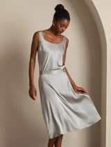 [Griffin Grå] SilkSilky-NO 19Momme Ermeløs Dyp Rund Halsutringning Camisole Topp 005