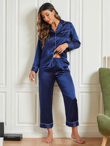 [Mørke blå] SilkSilky-NO Womens Pajamas 002