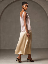 [Skyggegrå] SilkSilky-NO Sleeveless V Neck Camisole Topp 003