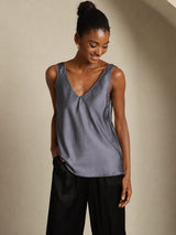 [Mørkegrå] SilkSilky-NO Sleeveless V Neck Camisole Topp 003