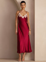 [Vin] SilkSilky-NO Spaghetti Strap V Neck Kjole 006