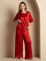 [Vin] SilkSilky-NO Halv erme Round Neck Pyjamas for Kvinner 007