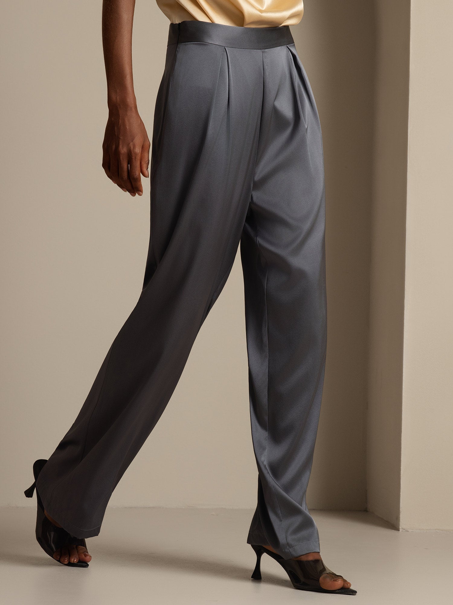 [Mørkegrå] SilkSilky-NO 19Momme Silke Womens Pants 003,