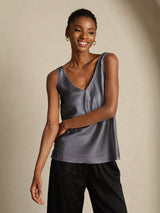 [Mørkegrå] SilkSilky-NO Sleeveless V Neck Camisole Topp 004