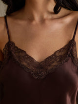 [Brun] SilkSilky-NO V Neck Camisole Topp 004