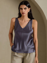 [Mørkegrå] SilkSilky-NO Sleeveless V Neck Camisole Topp 003
