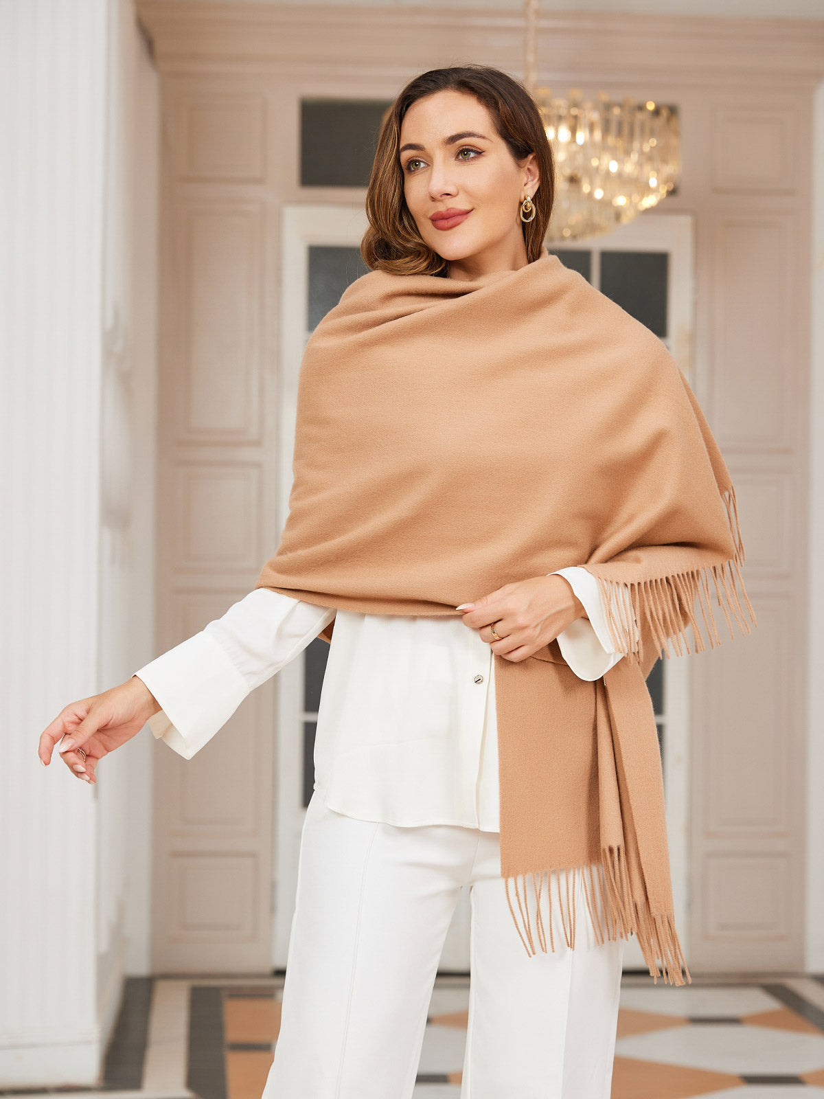 [Tan] SilkSilky-NO Ull Scarf 004