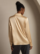 [Champagne] SilkSilky-NO 19Momme Langermet Slagkrage Skjorte for Kvinner 003