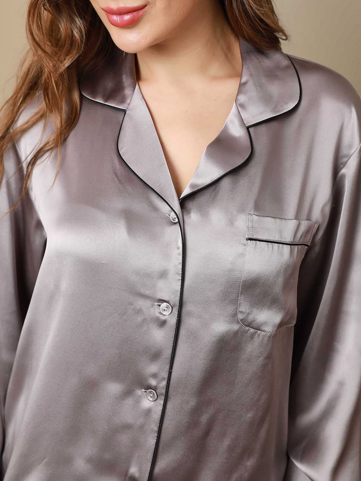[Grå] SilkSilky-NO Womens Pajamas 007