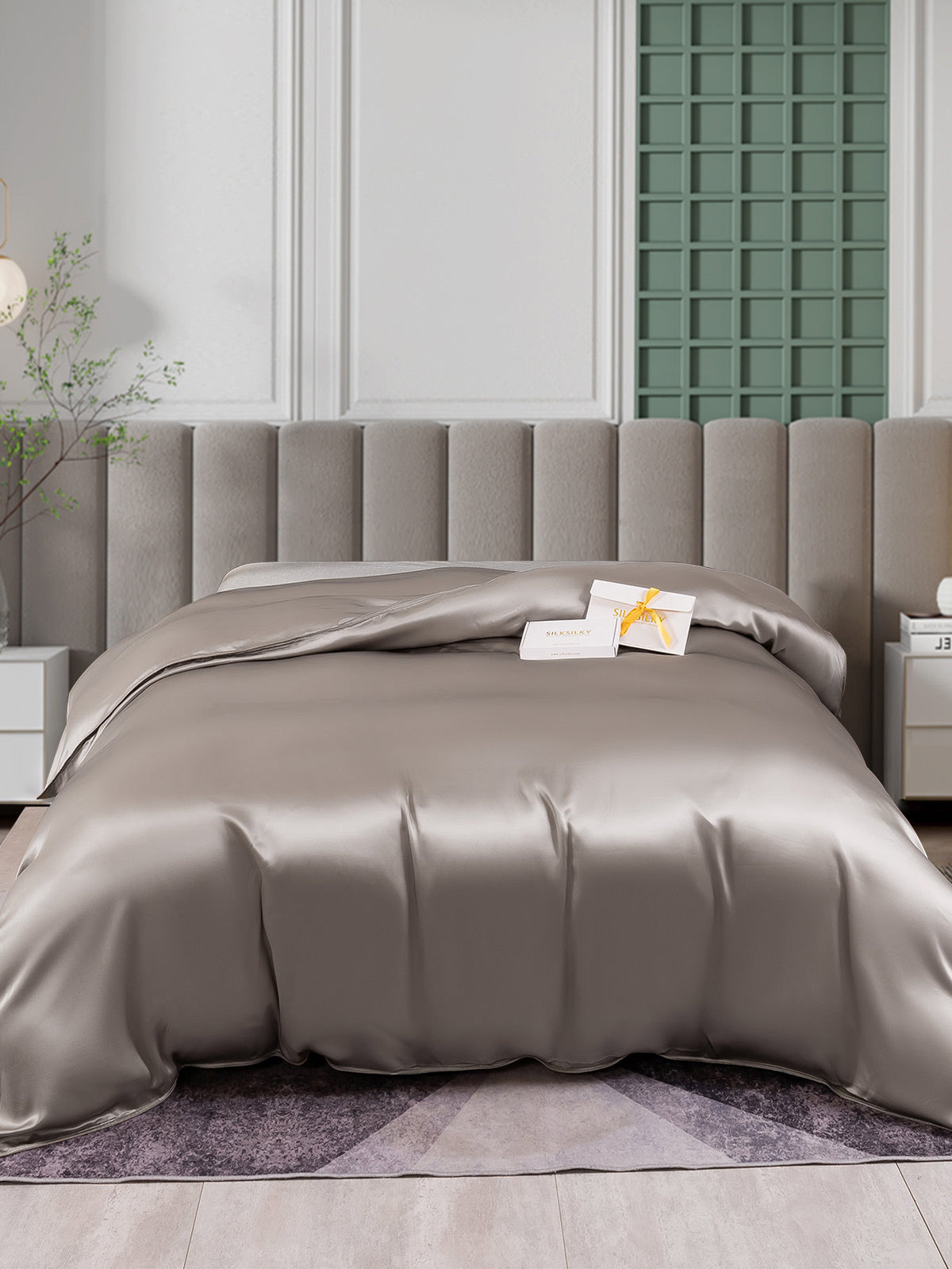 [Grå] SilkSilky-NO 25Momme Duvet Cover 001