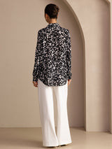 [Sorte Prikker] SilkSilky-NO Long Sleeve Lapel Collar Bluse 002
