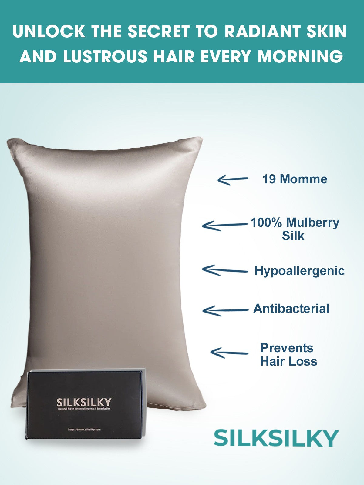 [Grå] SilkSilky-NO 19Momme Pillowcase 002