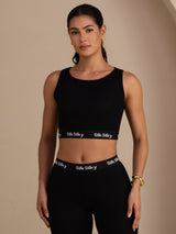 [Svart] SilkSilky-NO Sleeveless Crew Neck Women's Outfit Sets 004
