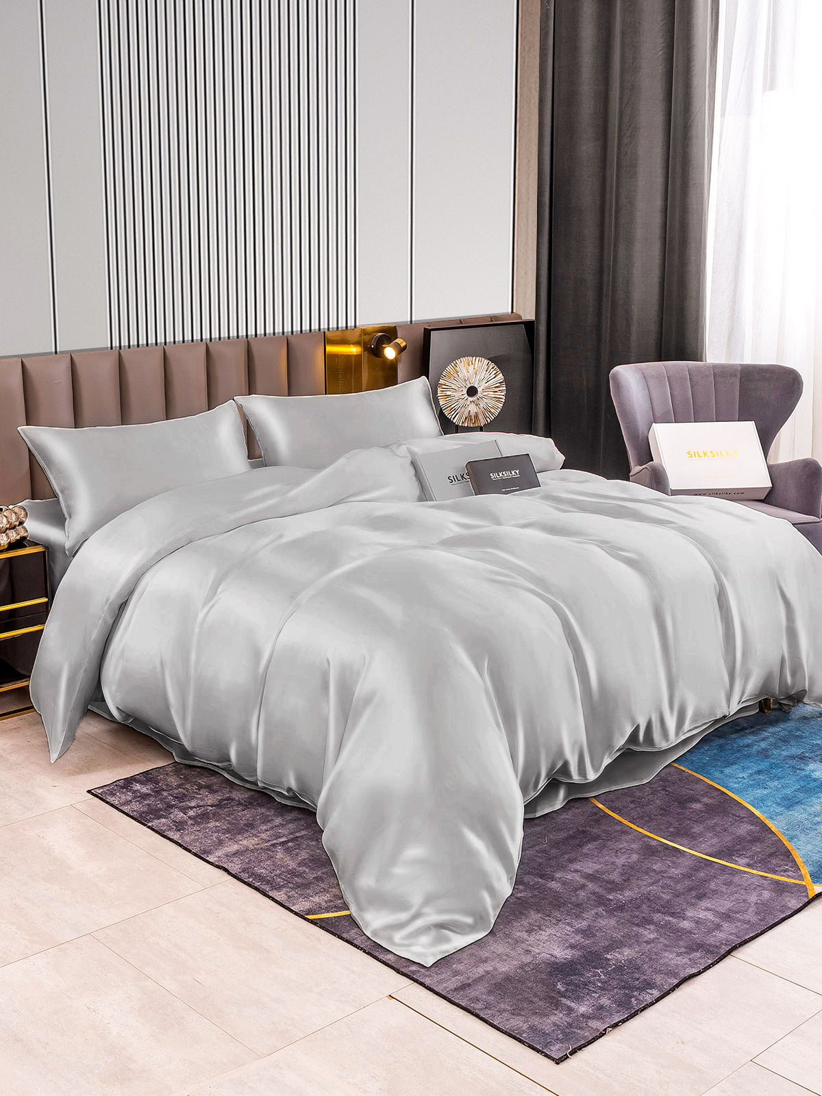 [Sølv] SilkSilky-NO 22Momme Bedding Set 002
