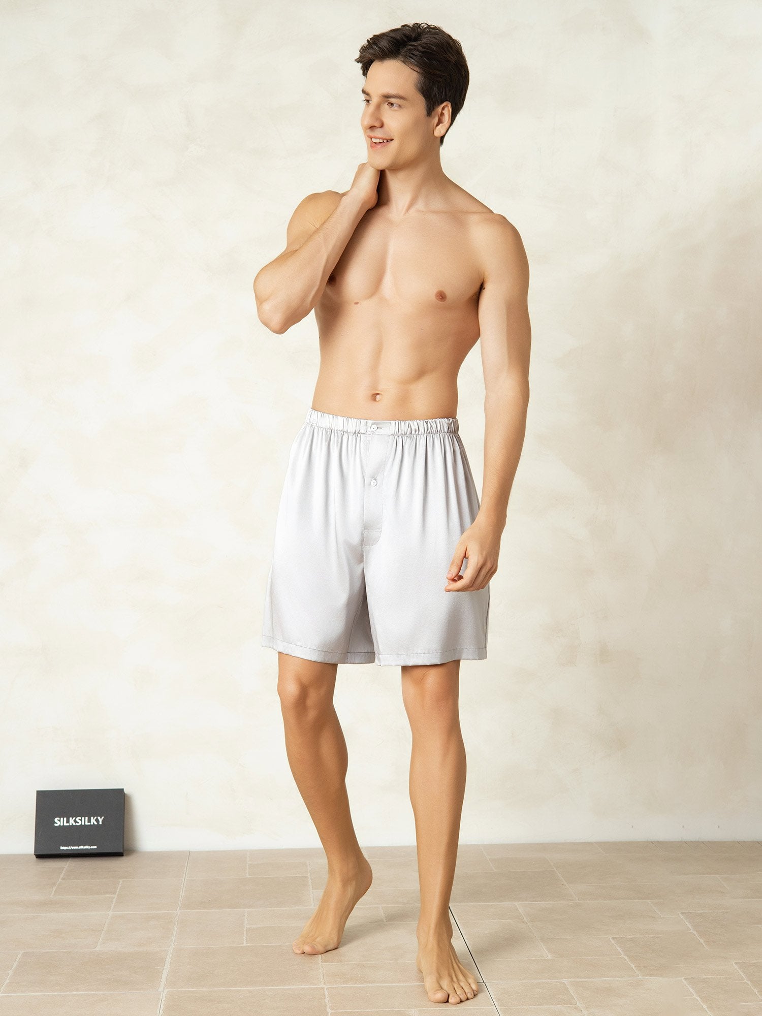 [Sølv] SilkSilky-NO Silke Mens Sleep Bottoms 003