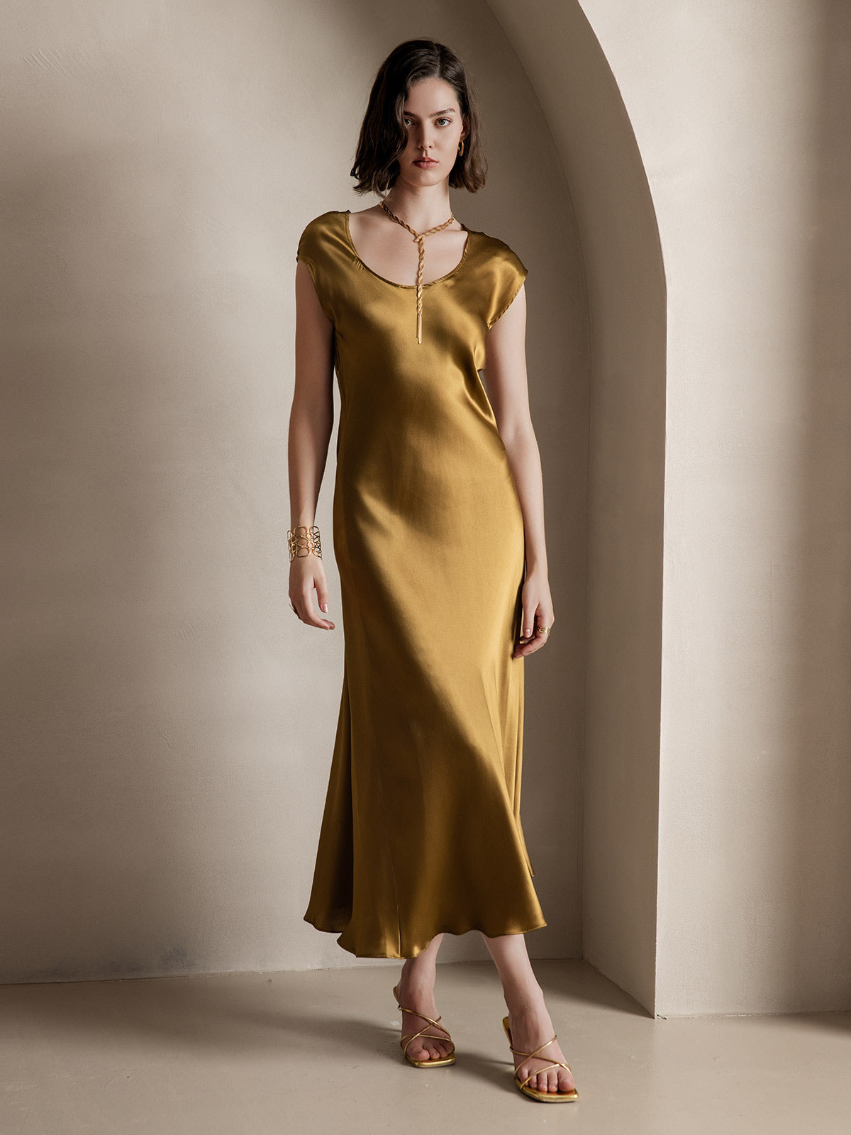 [Brun] SilkSilky-NO 19Momme Silke Dress 005