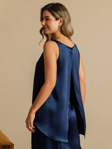 [Mørke blå] SilkSilky-NO Sleeveless Scoop Neck Camisole Topp 003