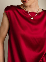 [Vin] SilkSilky-NO Cap Sleeve Round Neck T-skjorte for Kvinner 008