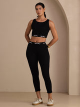 [Svart] SilkSilky-NO Sleeveless Crew Neck Women's Outfit Sets 007
