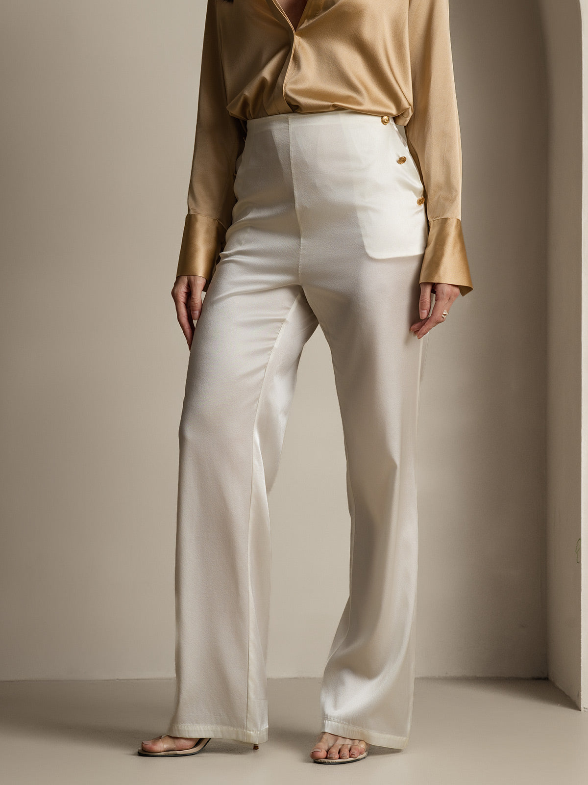 [Hvit] SilkSilky-NO 19Momme Silke Womens Pants 003