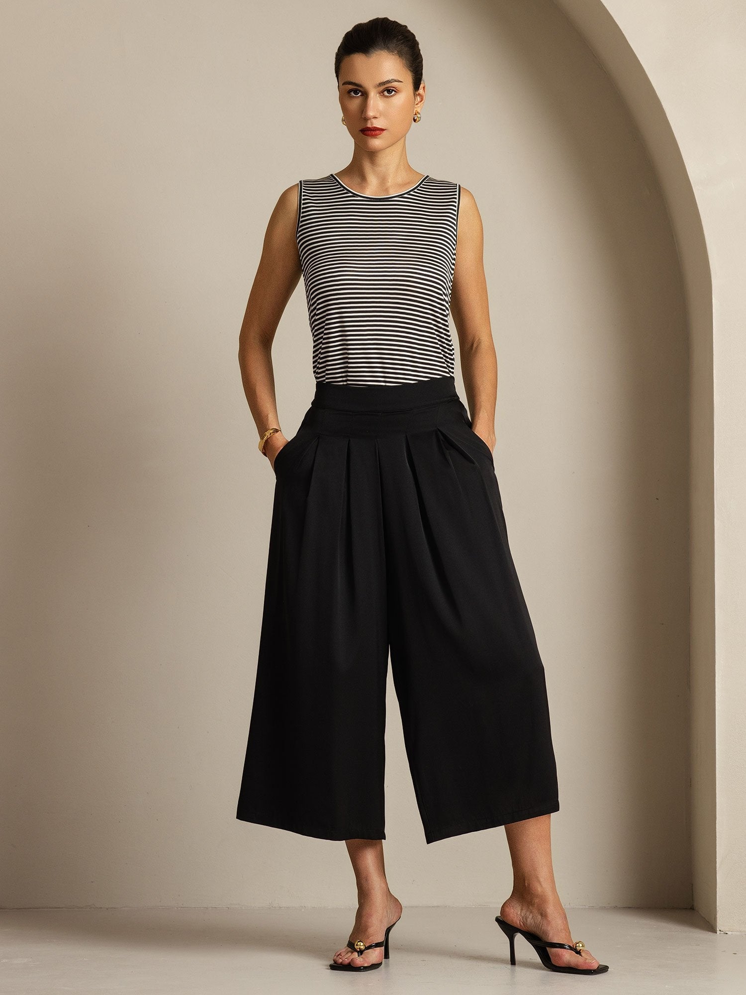 [Svart] SilkSilky-NO 19Momme Silke Womens Pants 006