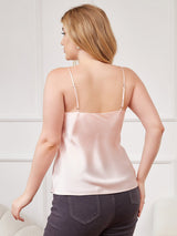 [Rosa] SilkSilky-NO Spaghetti Stropp V Hals Plus Size Camisoles 002