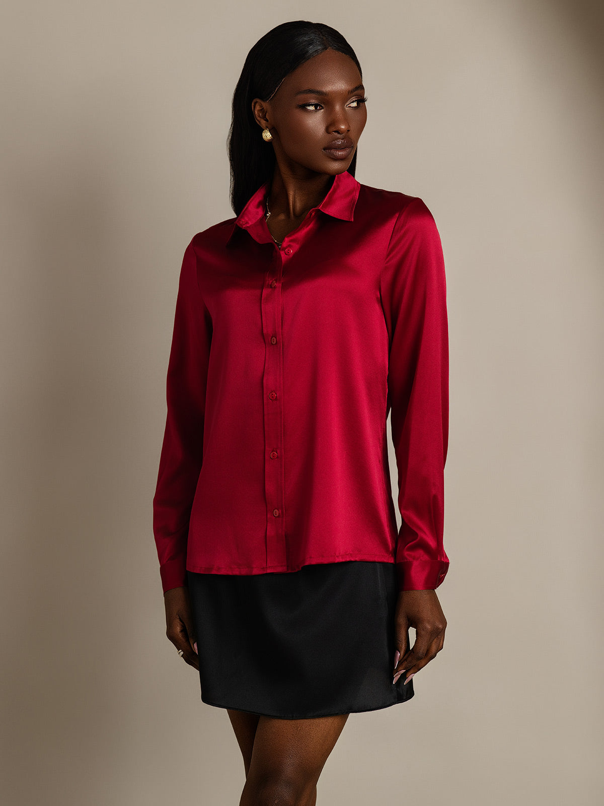 SilkSilky-NO 19Momme Silke Womens Shirt Vin 007