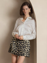[Hvit] SilkSilky-NO Long Sleeve Lapel Collar Skjorte for Kvinner 004