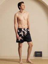 [Svart] SilkSilky-NO 19Momme Mens Sleep Bottoms 005