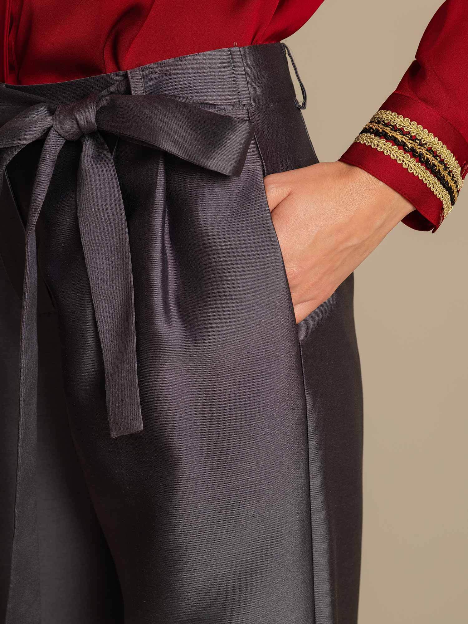 [Grå] SilkSilky-NO 32Momme Silke Womens Pants 004