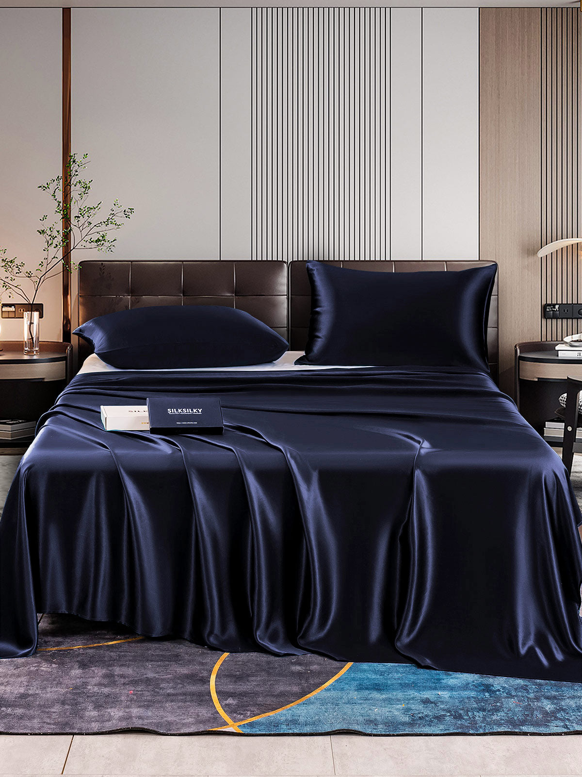 [Mørke blå] SilkSilky-NO 22Momme Bedding Set 001